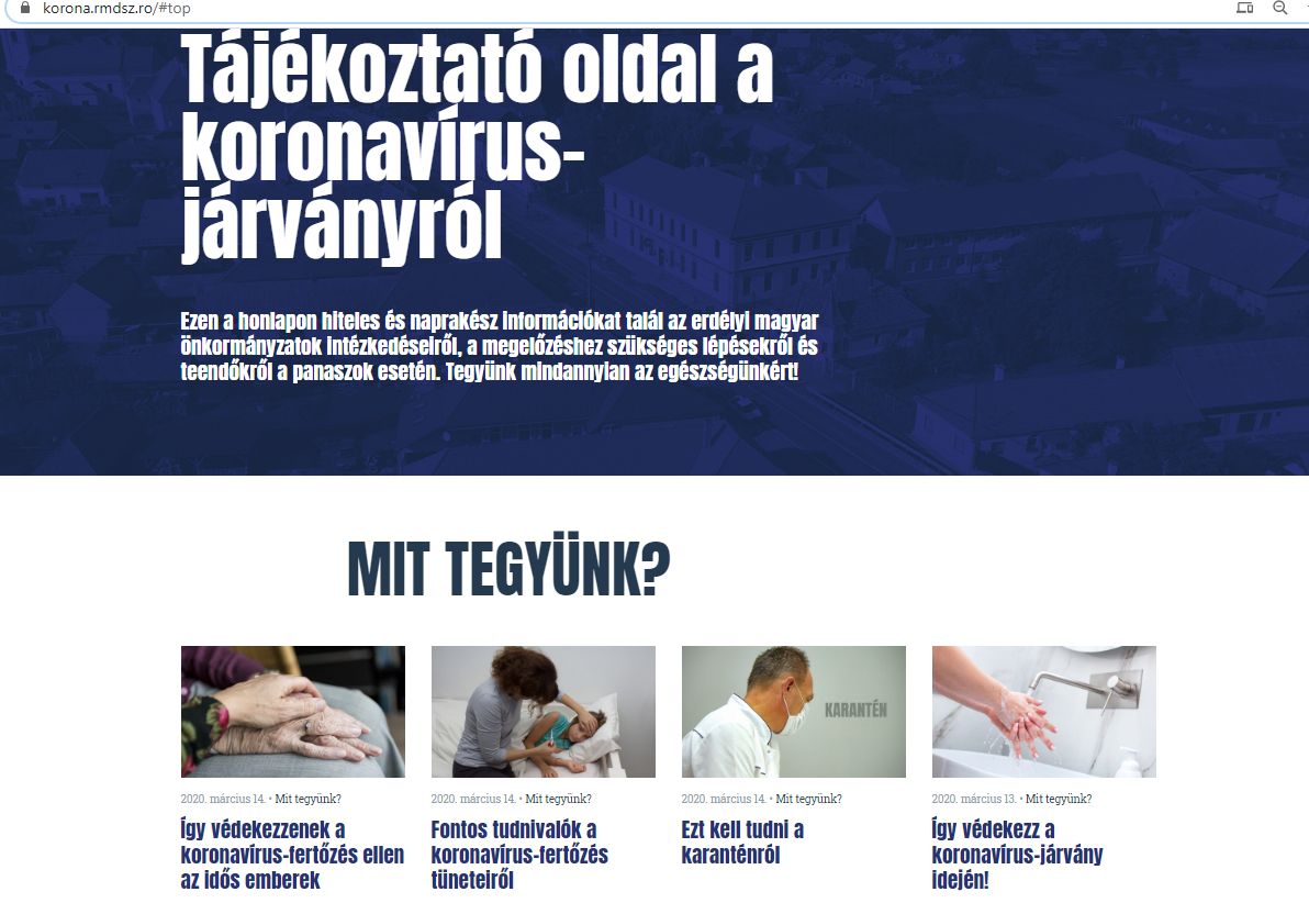 Magyar nyelvű honlapot indított a koronavírus-járvánnyal kapcsolatos tudnivalókról az RMDSZ