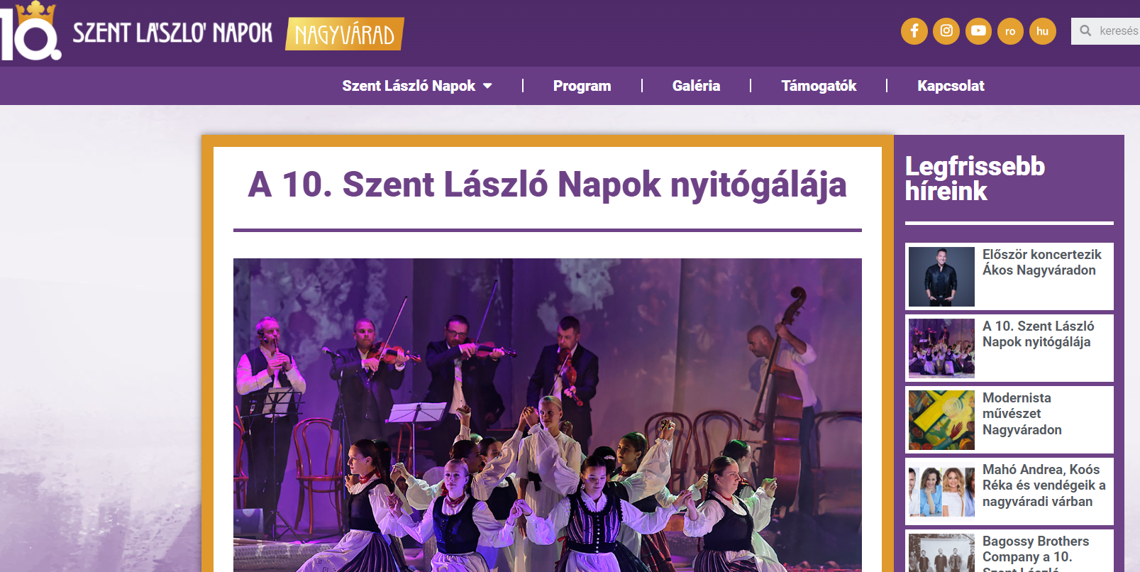 Böngészhető a 10. Szent László Napok programja   