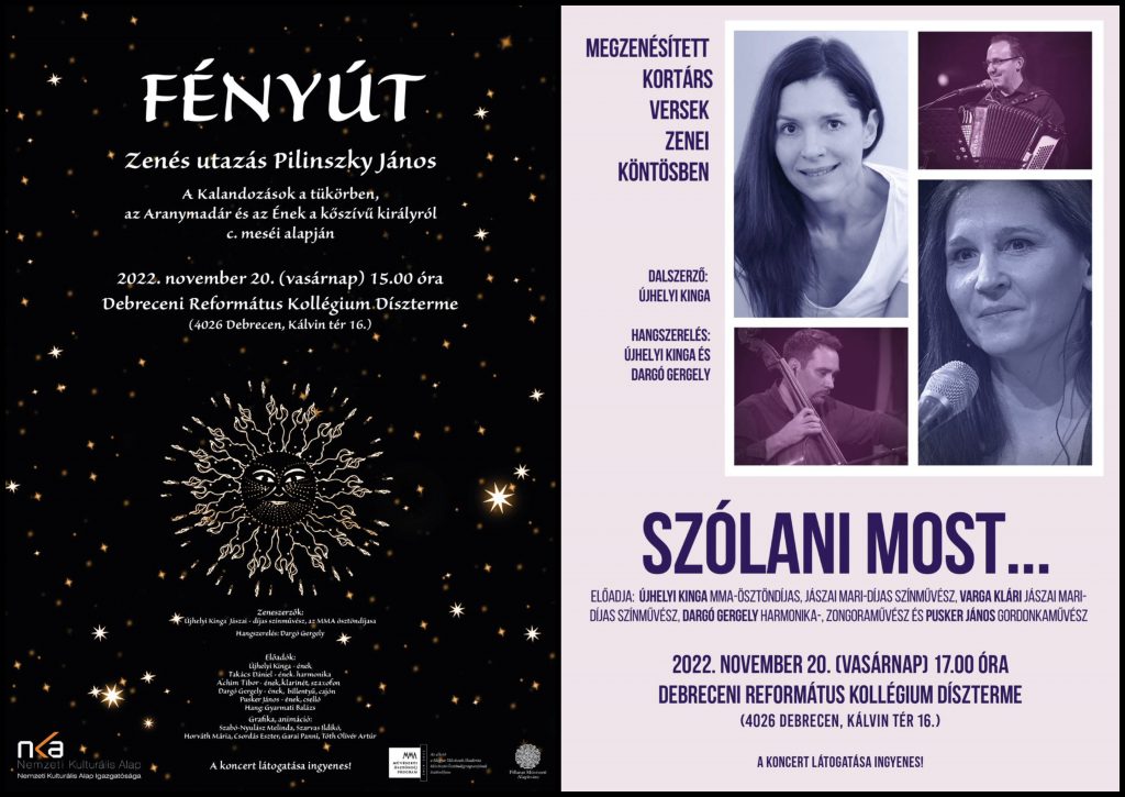 Fényút és Szólani most...: zenés-irodalmi koncertek a Debreceni Református Kollégiumban